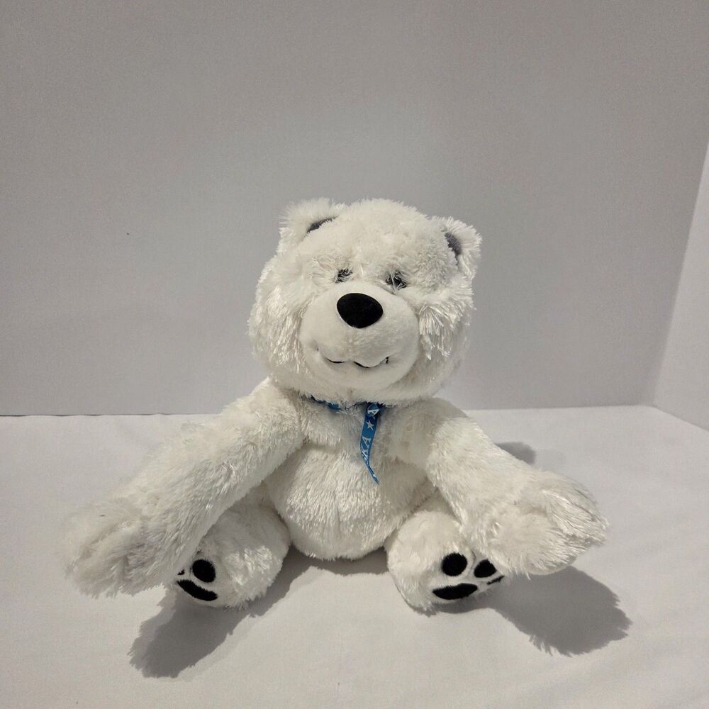 Arctic Circle Ent. Plush Polar Bear With Blue Ribbon Alaska 10" Stuffed Animal